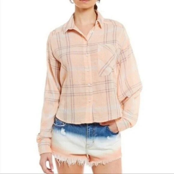 💥Free People Plaid Button Down Shirt - Picture 1 of 7